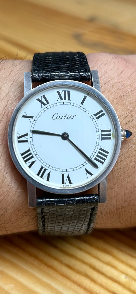 Vintage Cartier Wristwatch Sterling Silver Crica 1970's or 80's