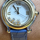 Yellow Gold / Stainless Steel Chopard Ladies Quartz "Happy Sport" White Dial and Blue Band