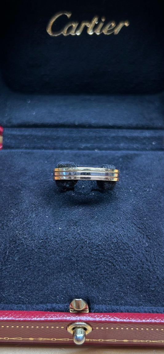 Cartier Vendome Louis Cartier Wedding Band 6 3/4 Yellow, White, and Rose Gold